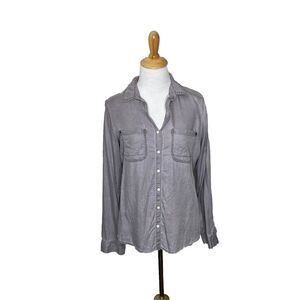 Rubbish Grey Gray Button Down Long Sleeve Shirt Size Small 100 % rayon